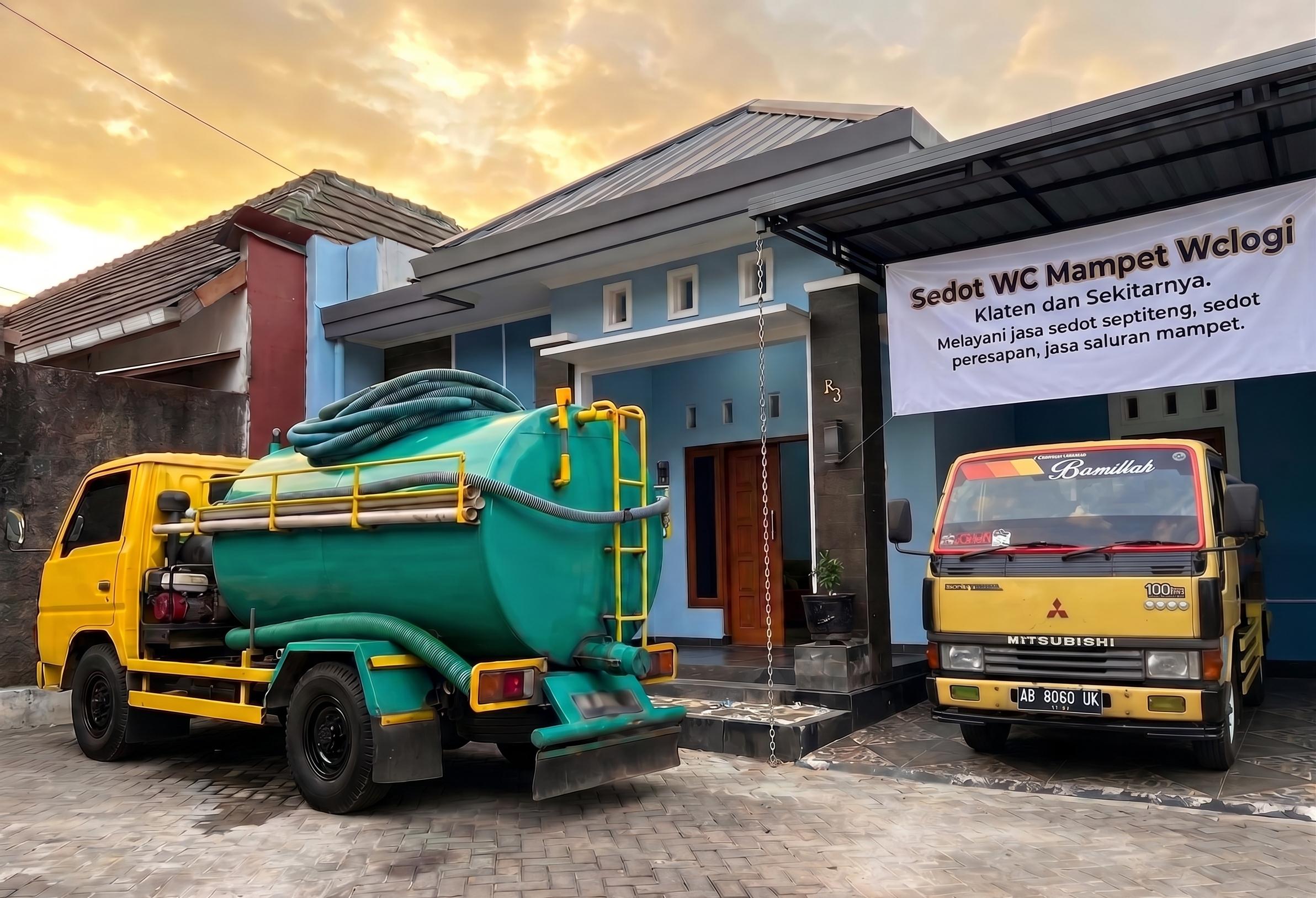 Septic tank pumping service truck